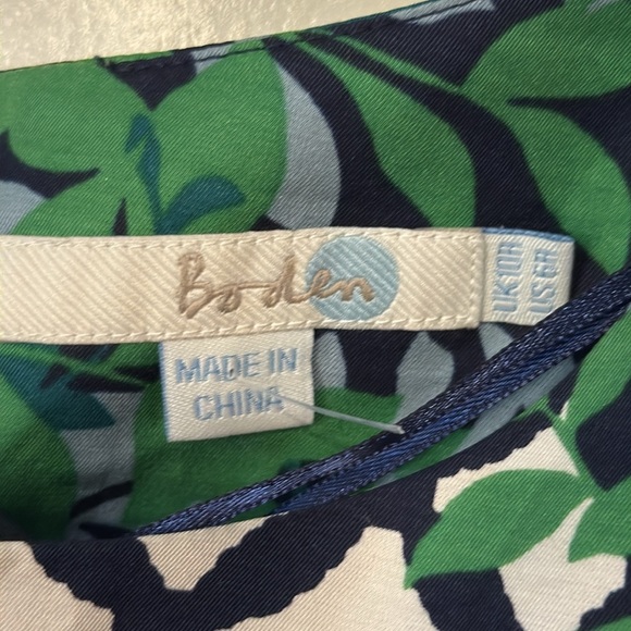 BODEN Floral Lattice Silk Blend Eliza Mini Dress Sz 10 Blue Green 3/4 Sleeve - Picture 8 of 12